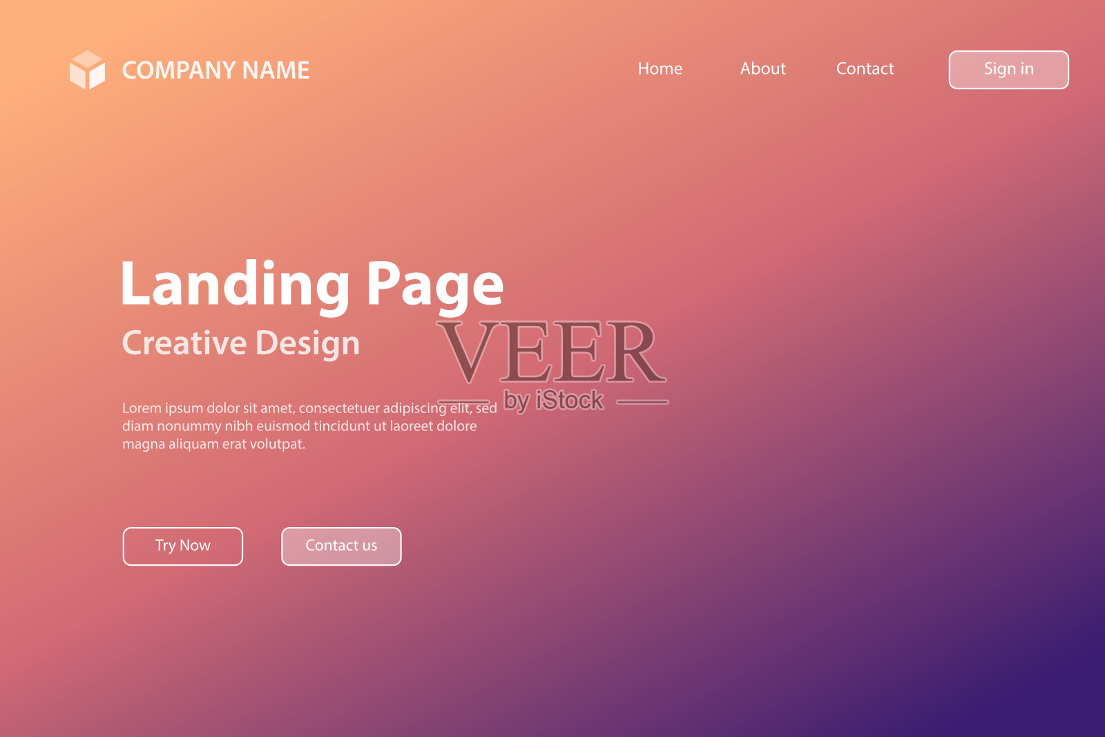 着陆页面模板-摘要模糊背景-散焦橙色渐变插画图片素材