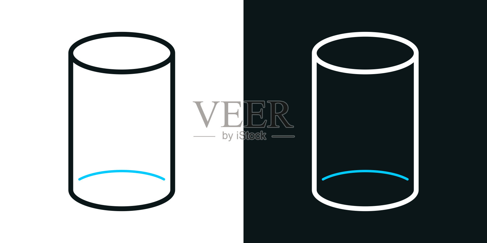 气缸。黑色或白色背景上的双色线图标-可编辑的笔画插画图片素材