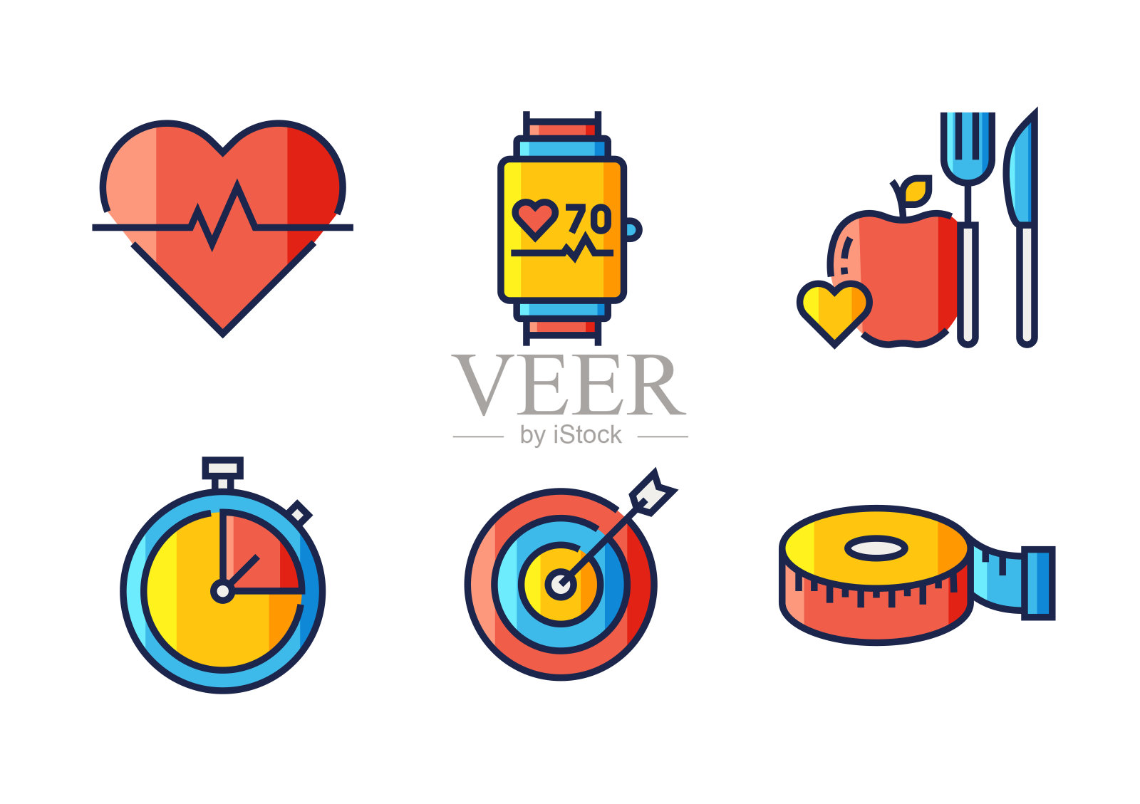 健身和锻炼相关的直线图标。向量符号说明。图标素材