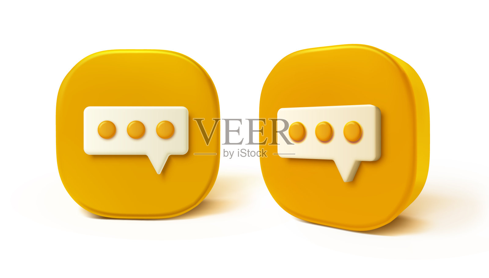 3d语音气泡打字，黄色矢量图标插画图片素材