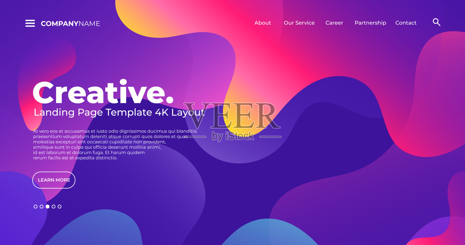 4K登陆页面模板-抽象动态，现代，未来，多色，简单的网站模板背景插画图片素材