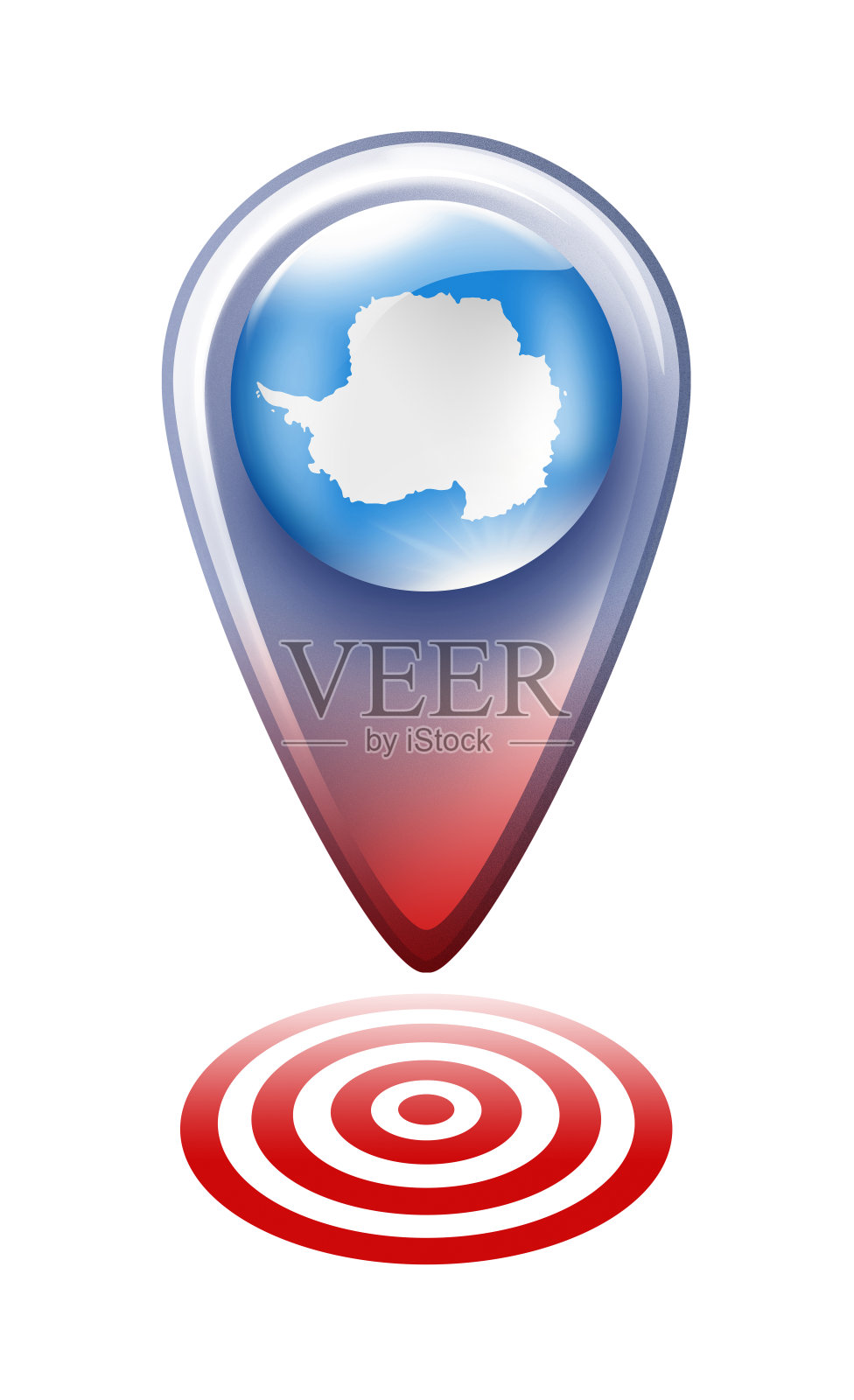 南极按钮地图指针与旗帜隔离在白色插画图片素材