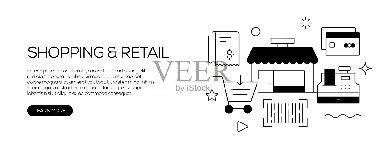 购物和零售相关线设计风格网页横幅矢量插图插画图片素材