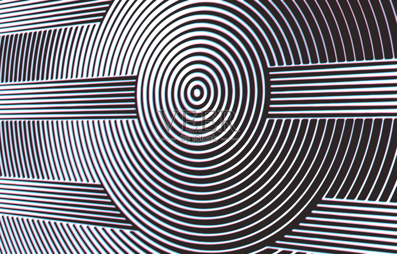 未来同心圆抽象背景与故障技术插画图片素材