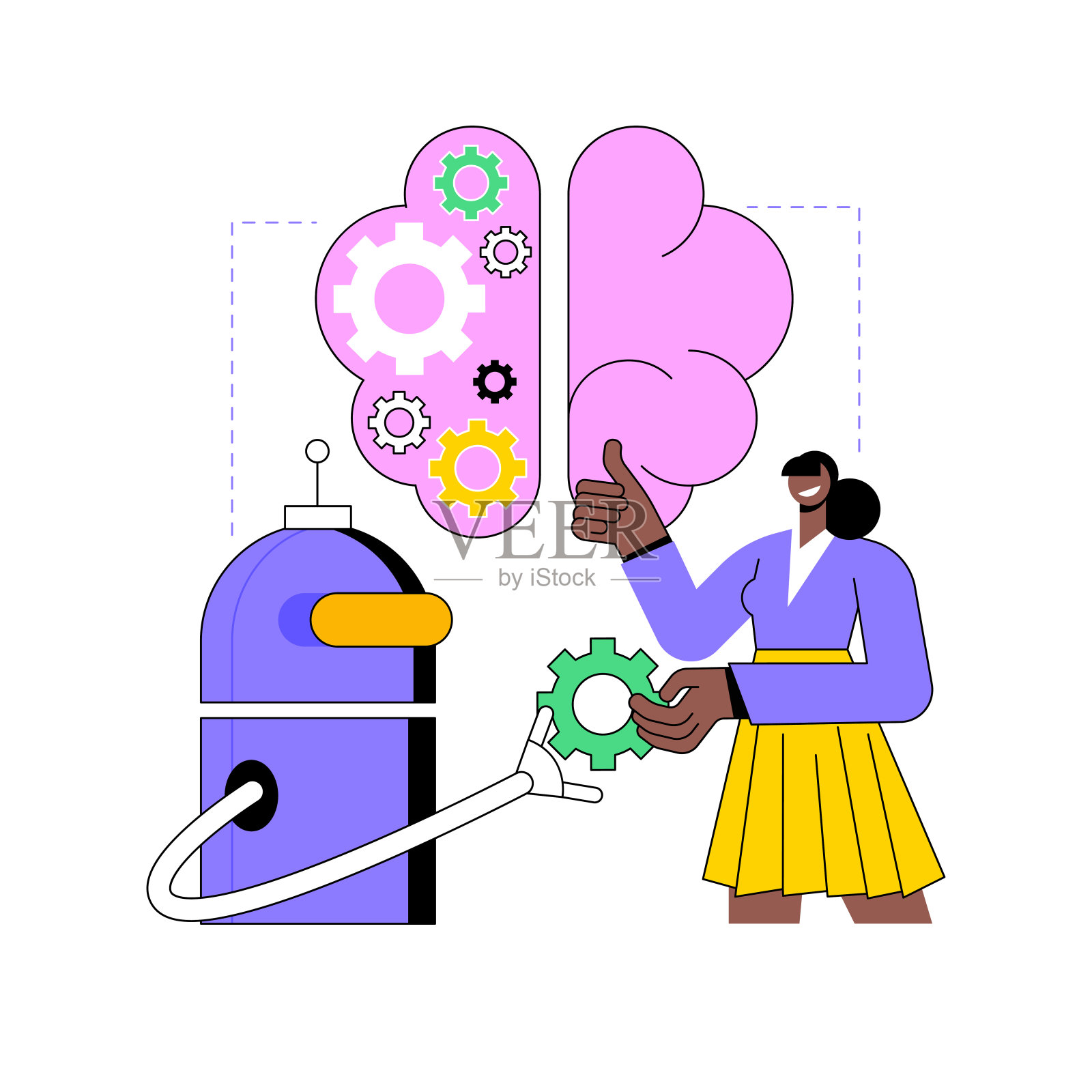 增强智能抽象概念矢量插图。插画图片素材