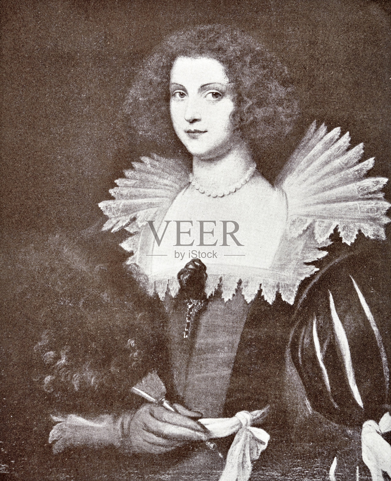 戴手套的女士肖像插画图片素材