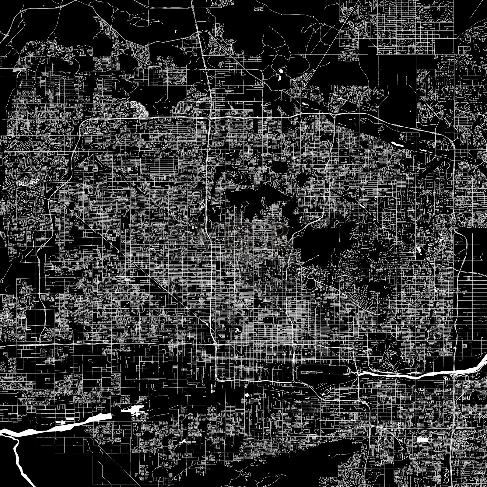 凤凰城，亚利桑那州矢量地图插画图片素材