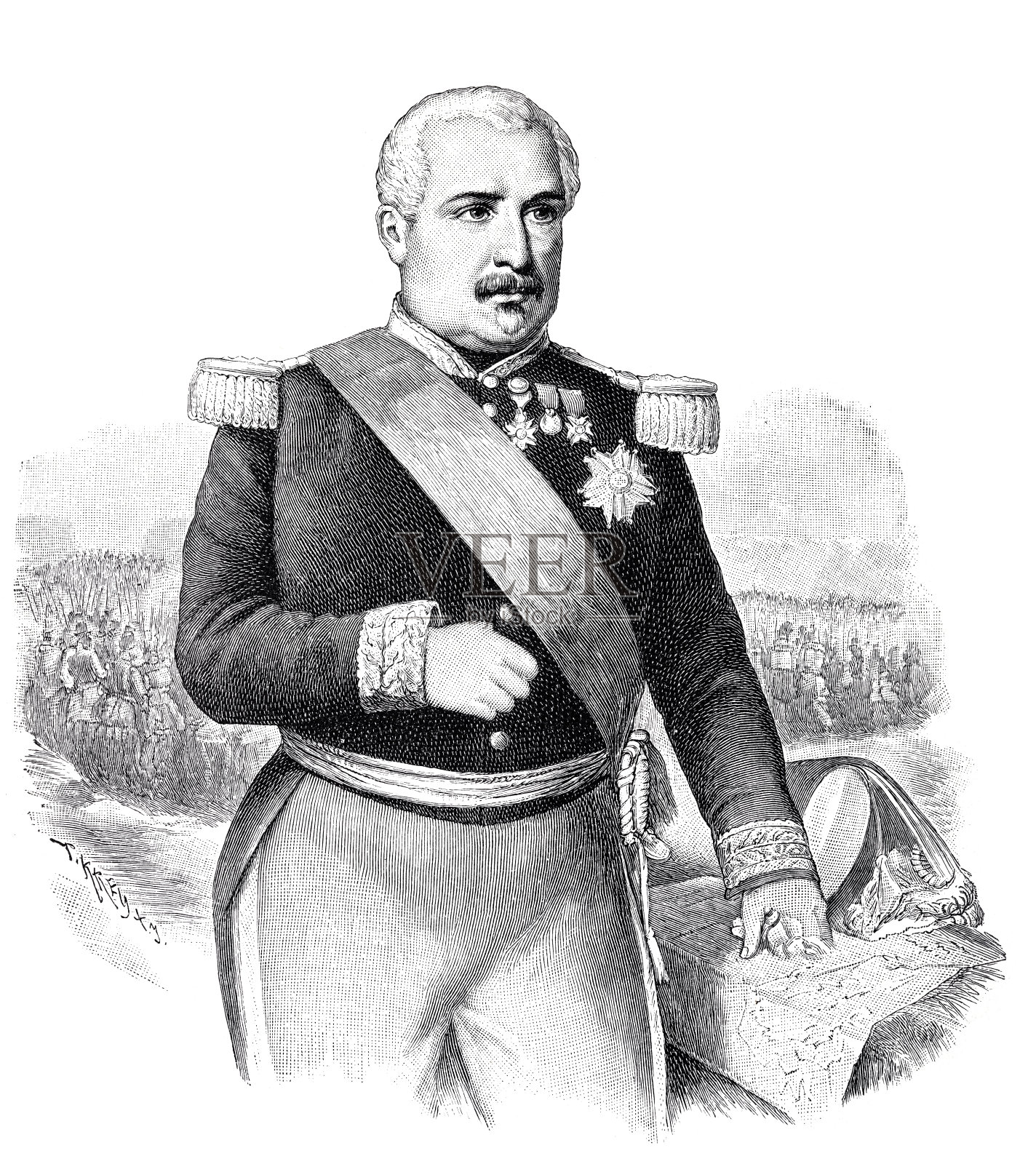 法国政治家佩里西将军插画图片素材