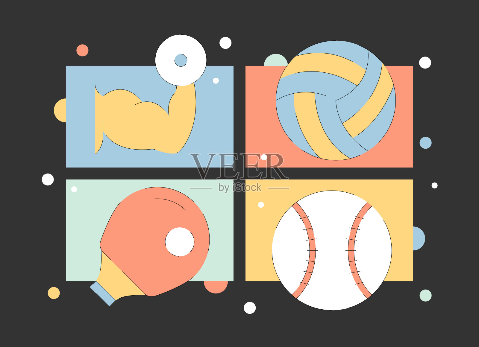 四图标包的运动线设置插画图片素材