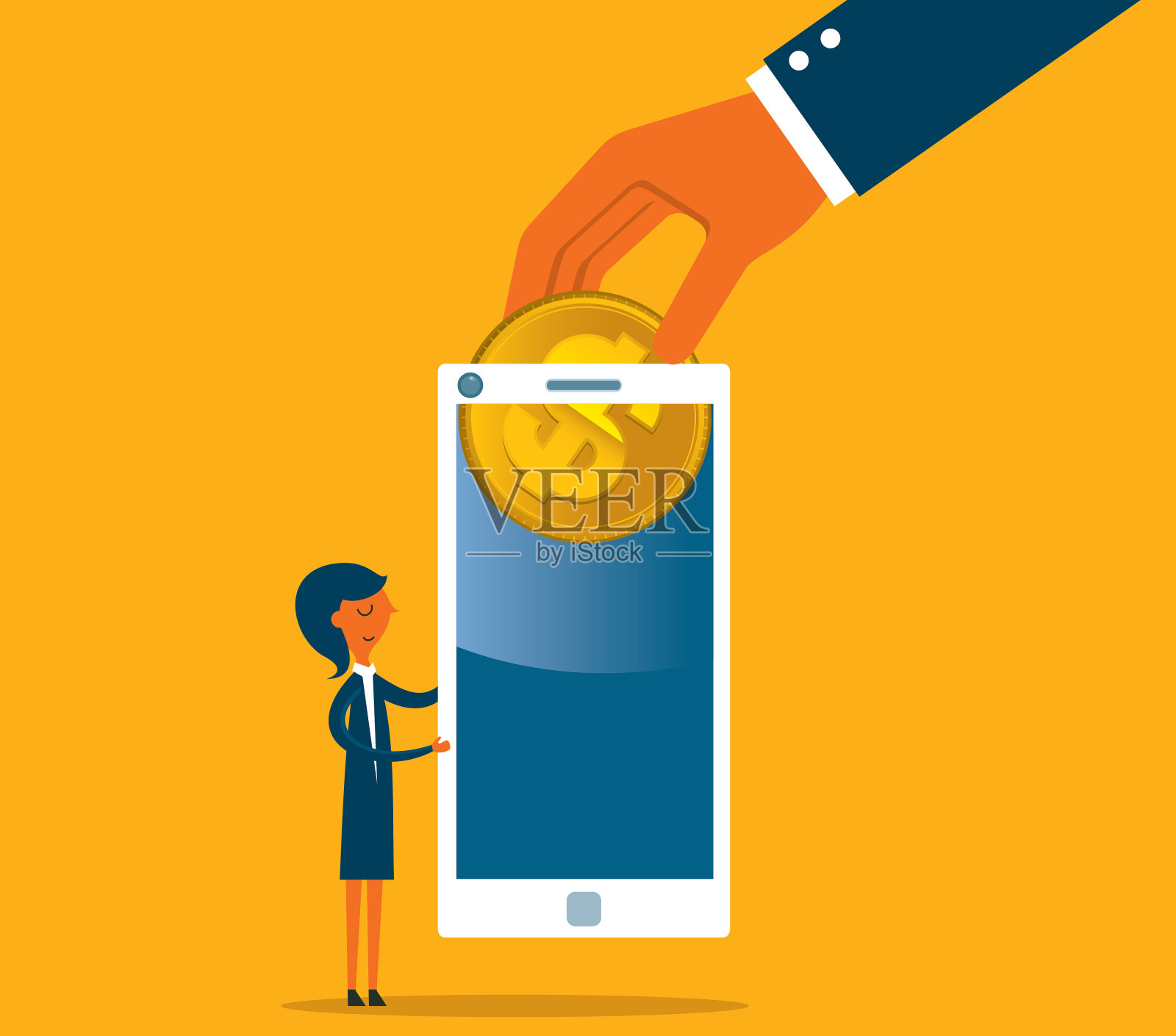 银行支付——女商人插画图片素材