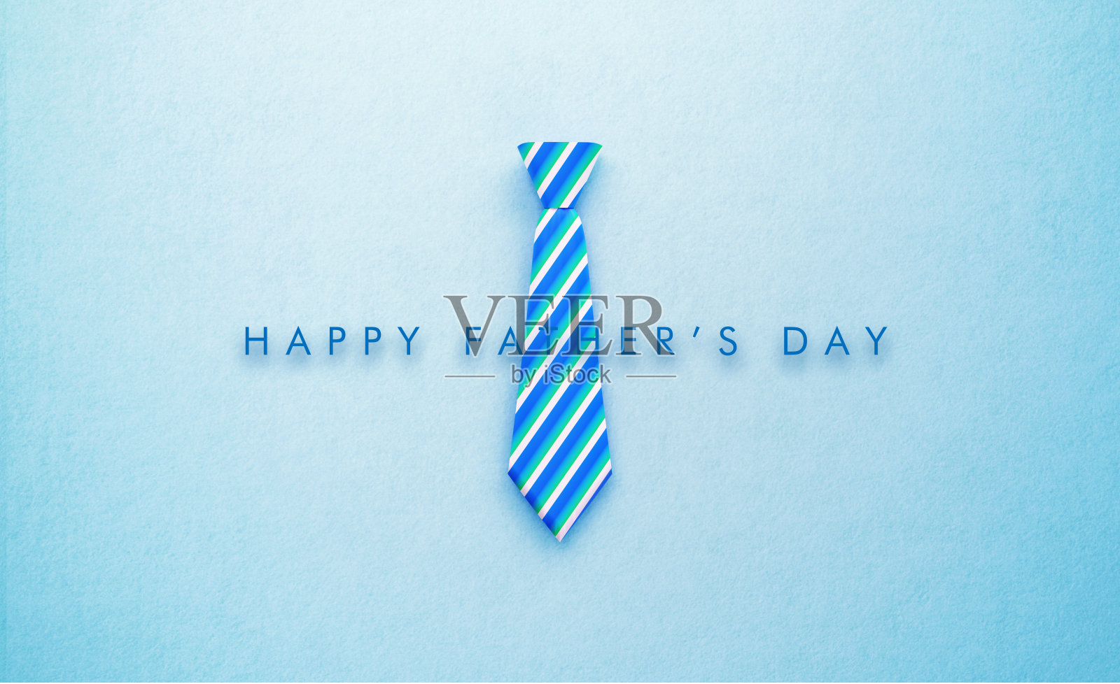 蓝色背景的蓝色条纹领带上的父亲节快乐的信息-父亲节的概念照片摄影图片