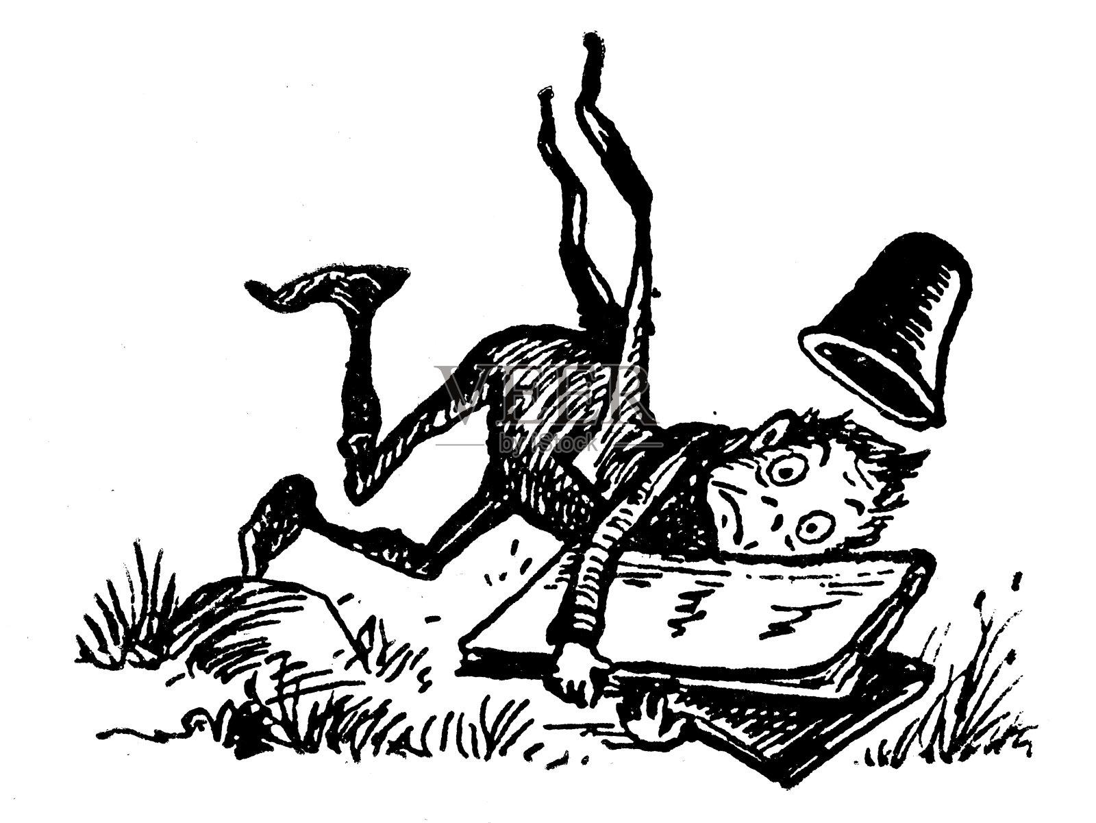 有趣的卡通人物的古董插图(“布朗尼”，1887年)插画图片素材