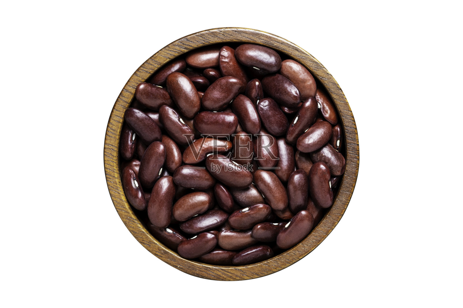 木碗里的红芸豆孤立在白底上照片摄影图片