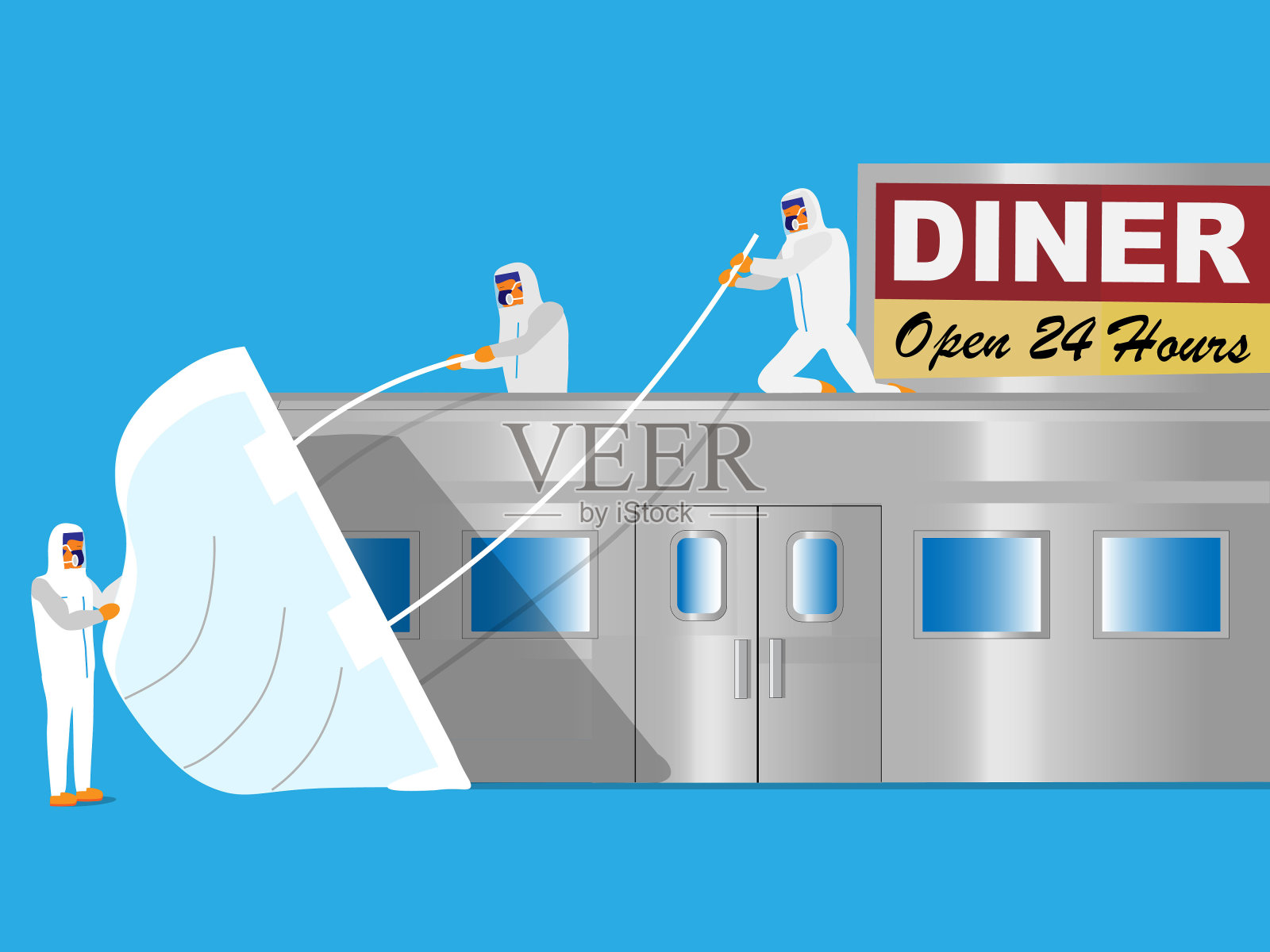 餐馆和面具插画图片素材