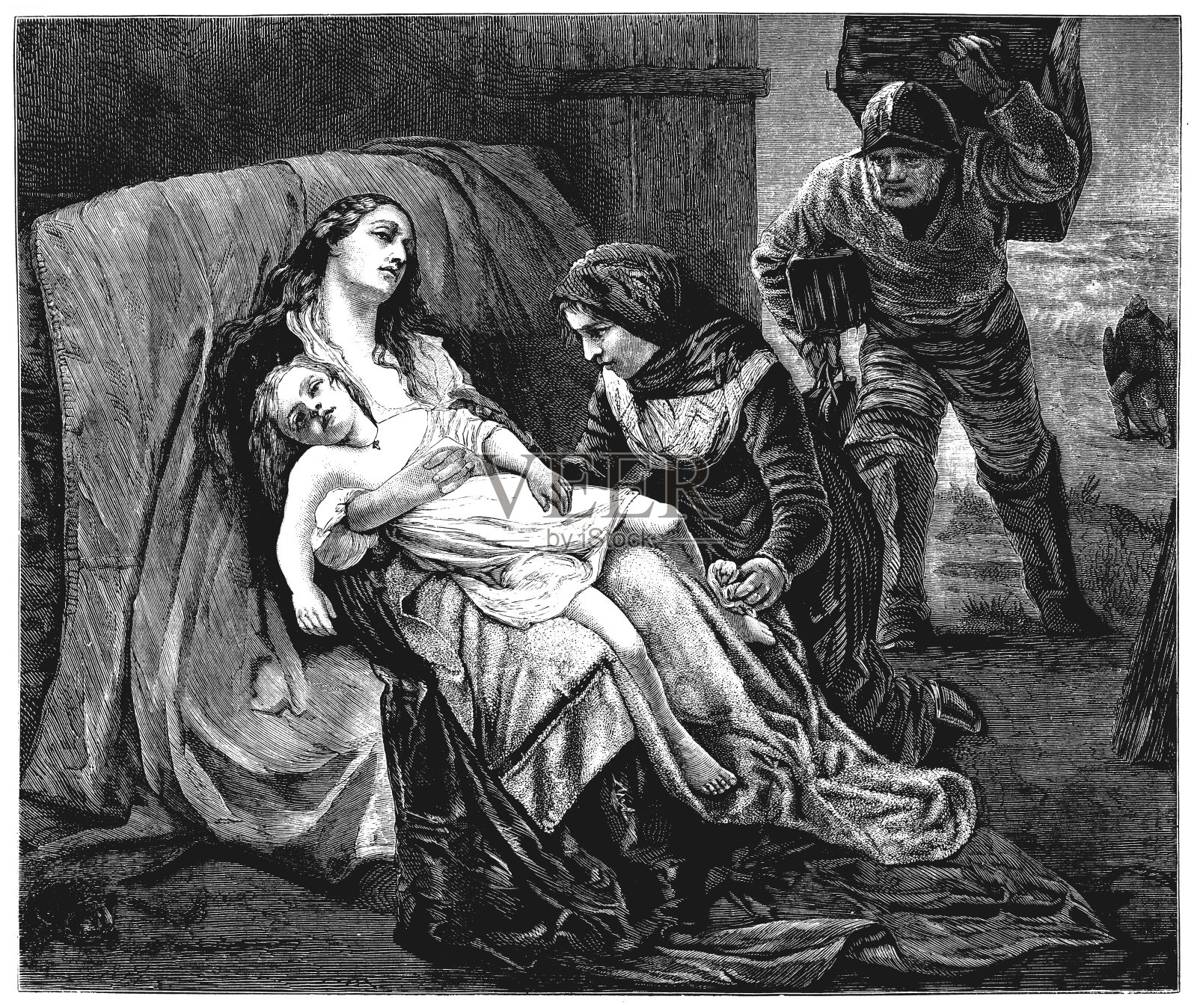 伊丽莎白·耶利肖-鲍曼画作：《弃儿》插画图片素材