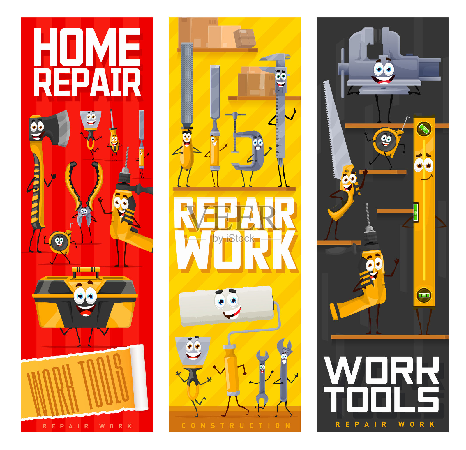 卡通人物修复diy工作工具横幅插画图片素材