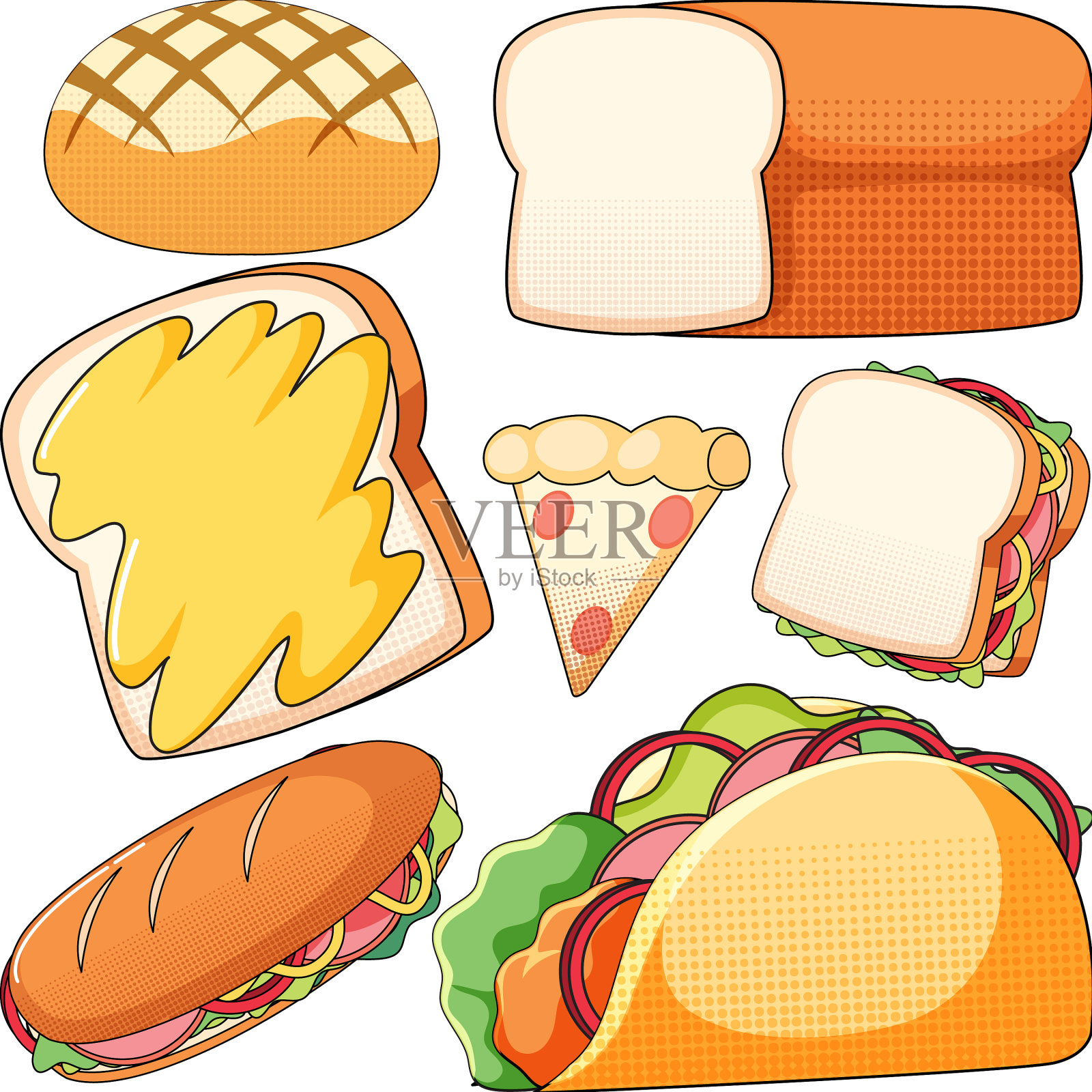 早餐食品无缝模式插画图片素材