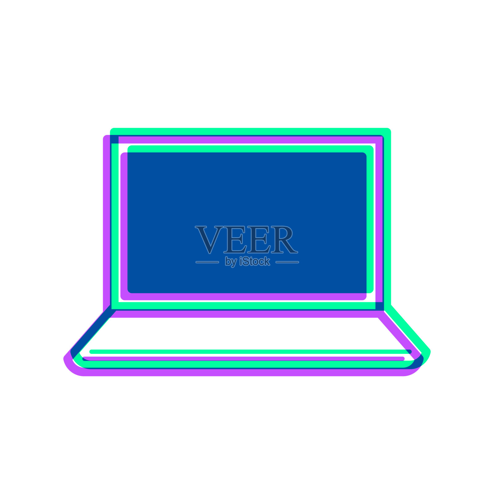 移动PC图标与两种颜色叠加在白色背景上插画图片素材