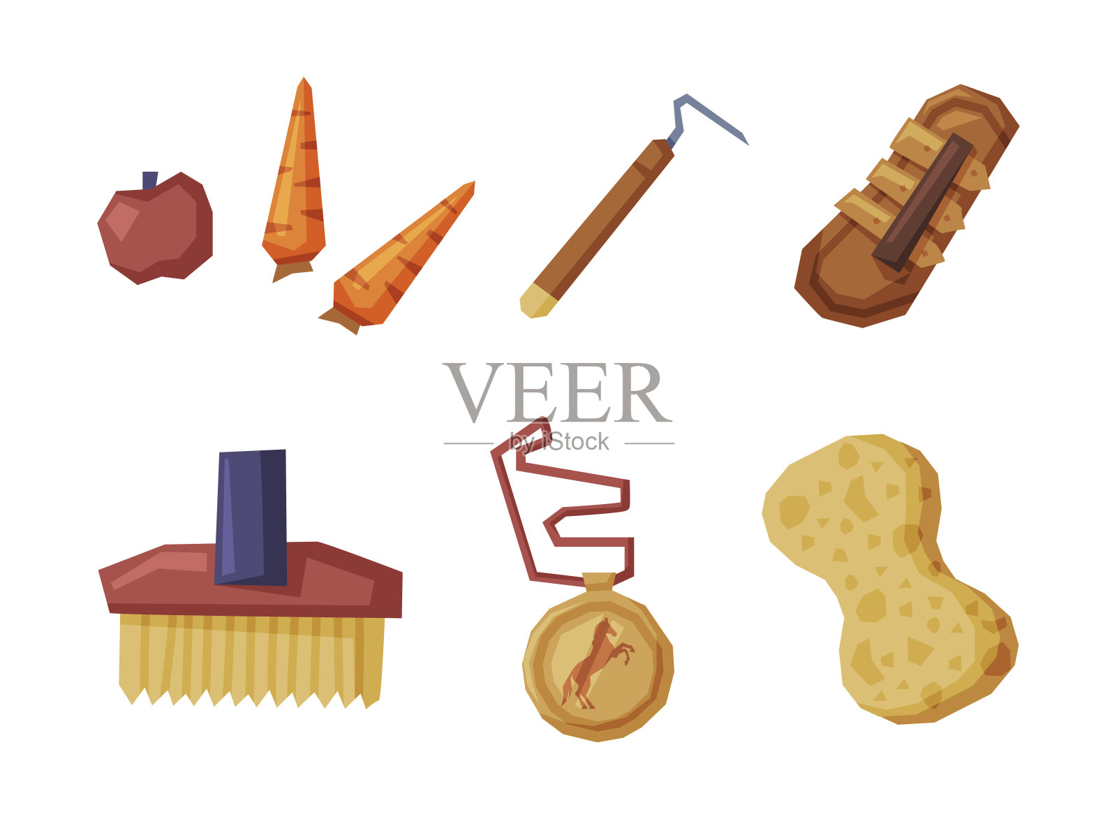 马术运动设备和修饰工具矢量集插画图片素材