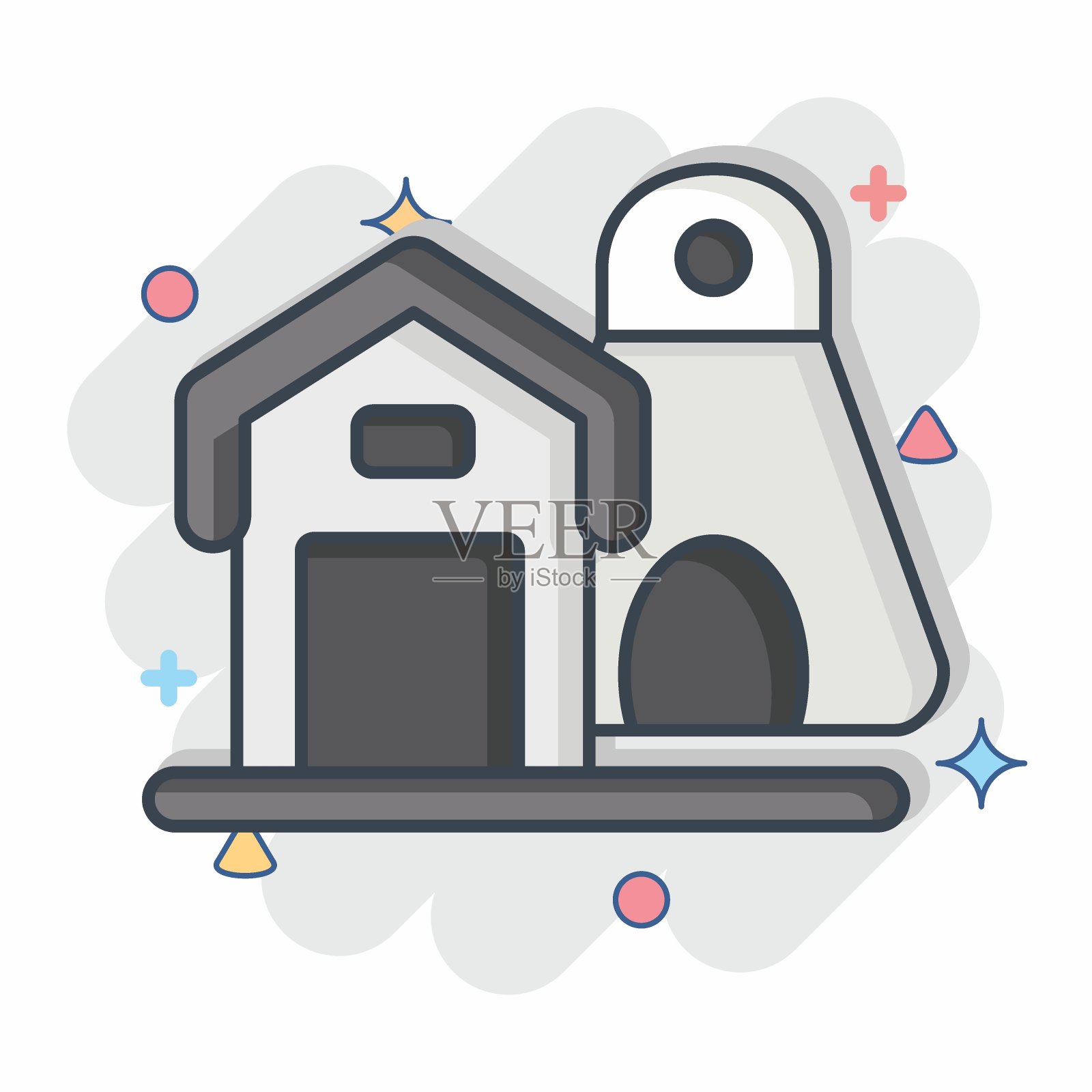 图标的农场。与农业有关的符号。漫画风格。简单的设计可编辑。简单的说明插画图片素材