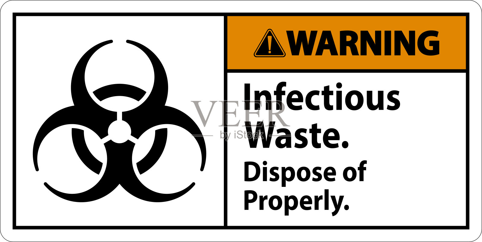 生物危害警告标签，传染性废物，妥善处理插画图片素材