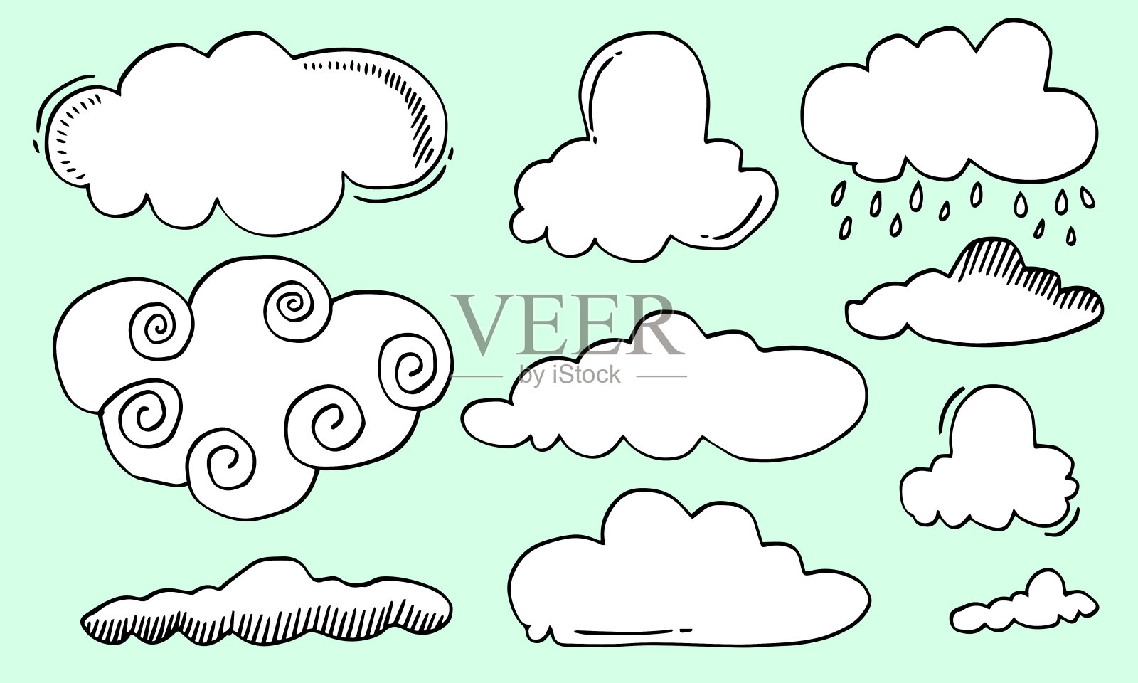 一组矢量云。设计元素。插画图片素材