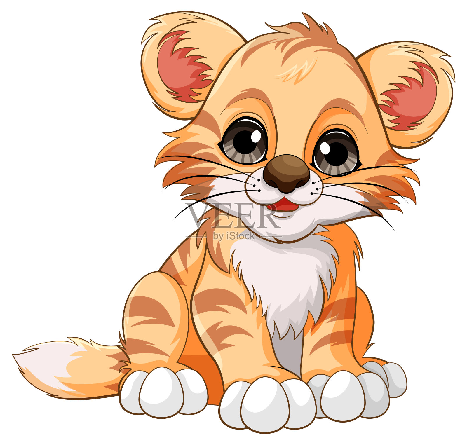 可爱的小老虎卡通人物插画图片素材