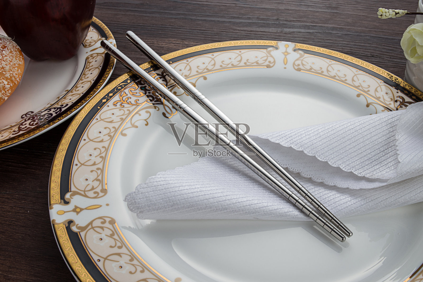高档不锈钢餐具照片摄影图片