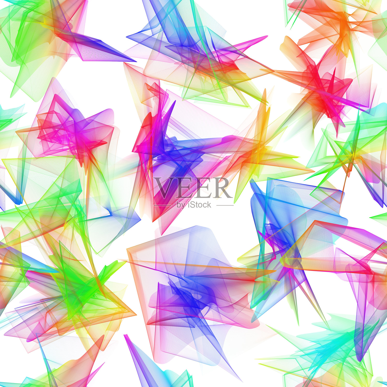 抽象彩虹彩色笔触与鱼网纹理。孤立在白色上。无缝的背景。插画图片素材