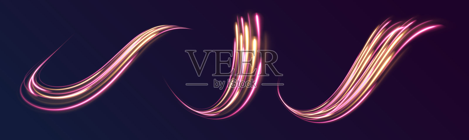 暗背景下彗星形状的线条。插画图片素材