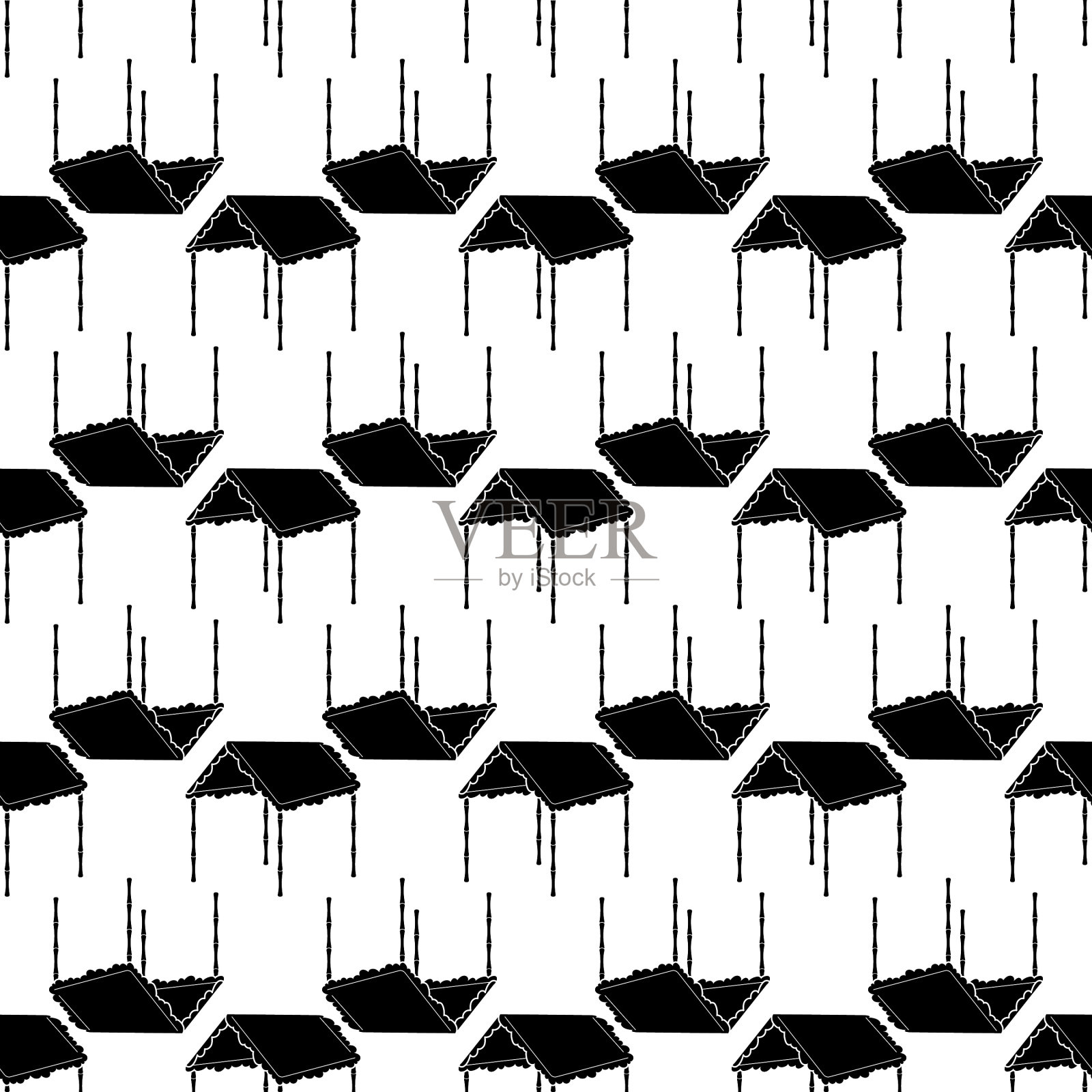 竹帐篷图案无缝插画图片素材