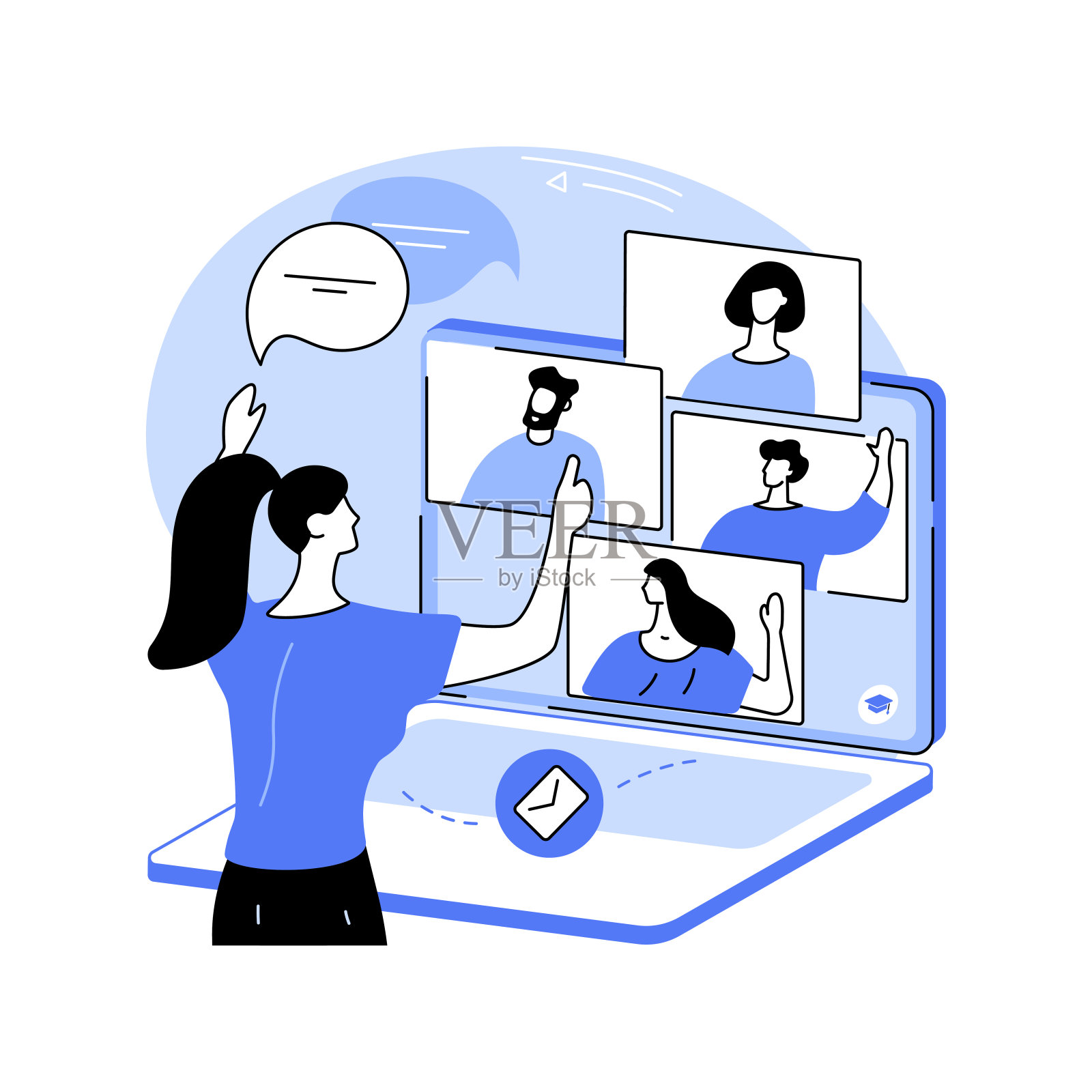 学生聊天孤立卡通矢量插图。插画图片素材