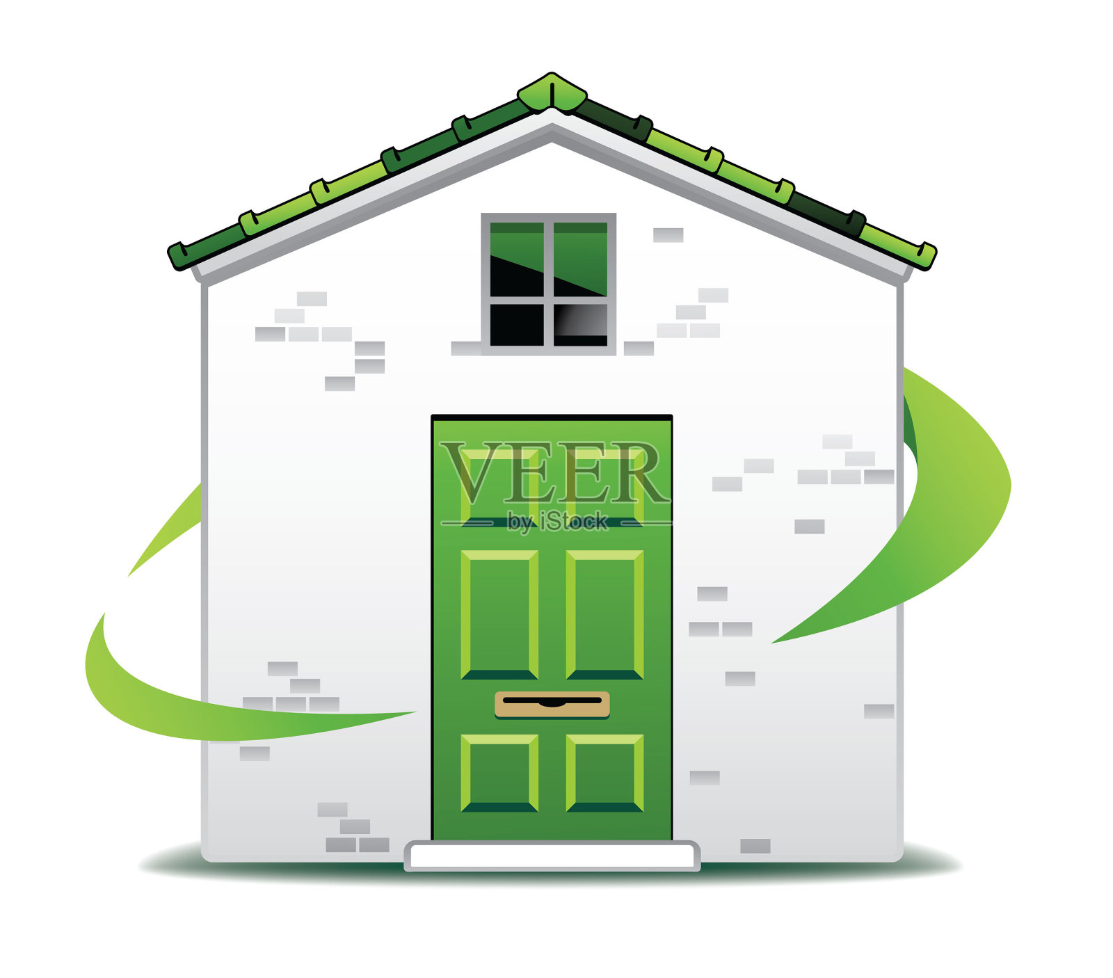 绿色家园图标插画图片素材