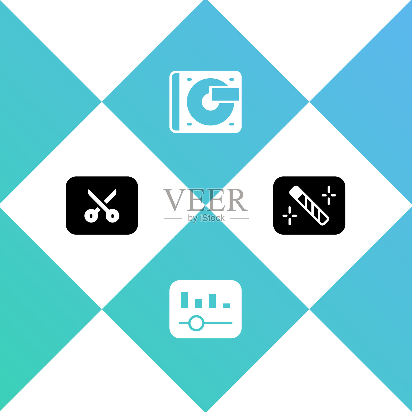 设置音乐或视频编辑均衡器黑胶图标素材