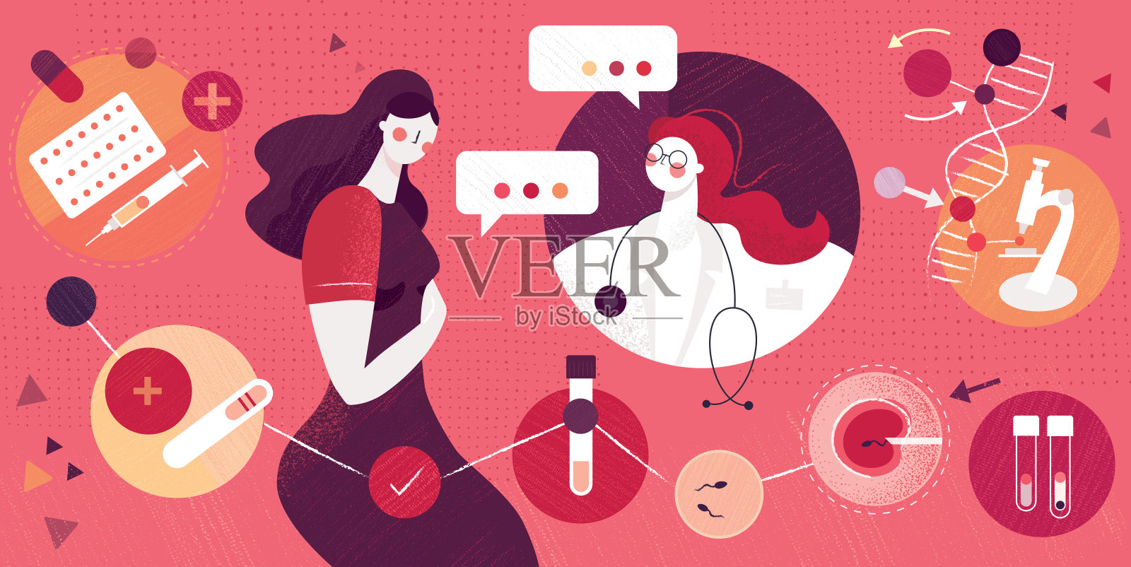 体外受精生殖技术概念插画图片素材