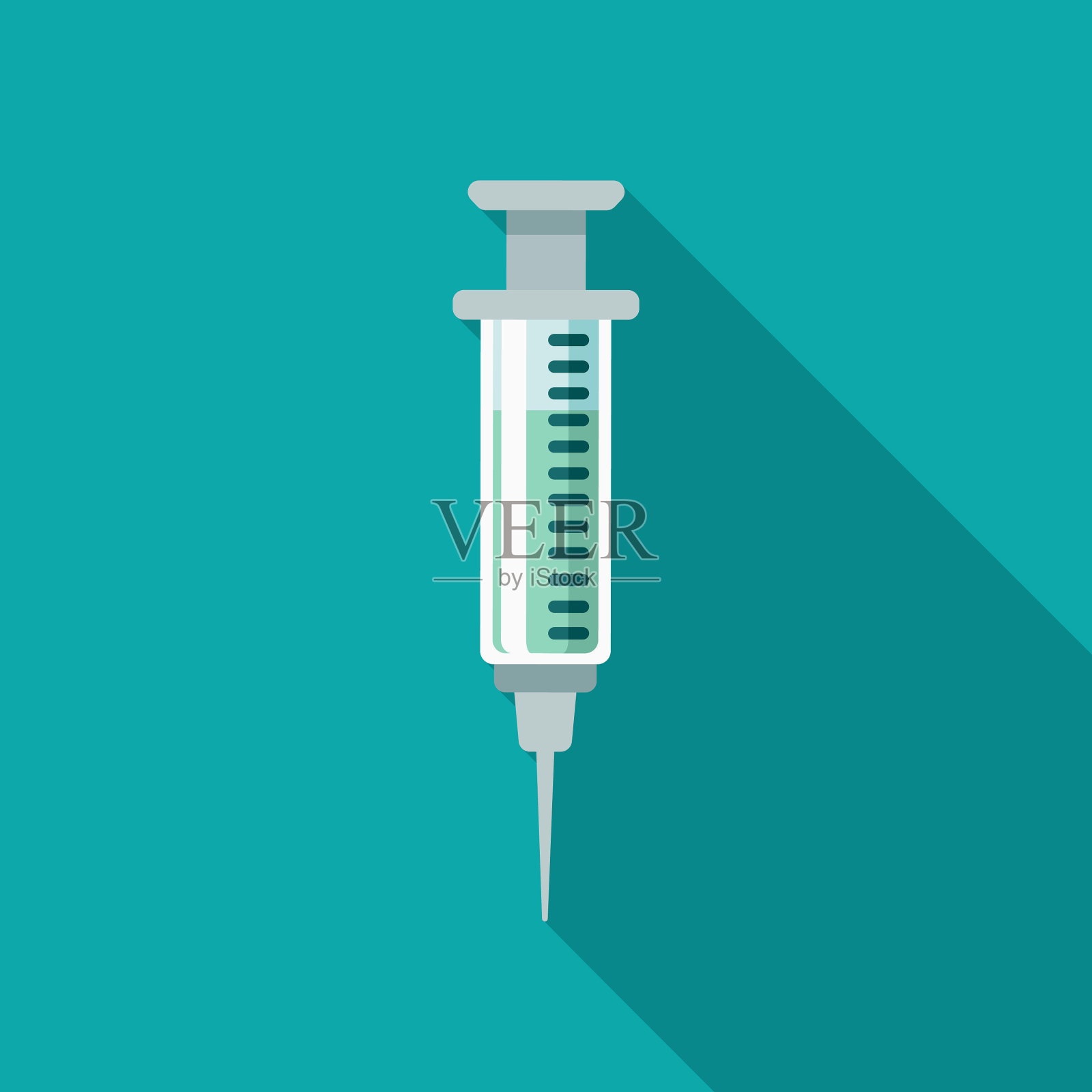 注射器平面设计与侧面阴影牙医图标设计元素图片
