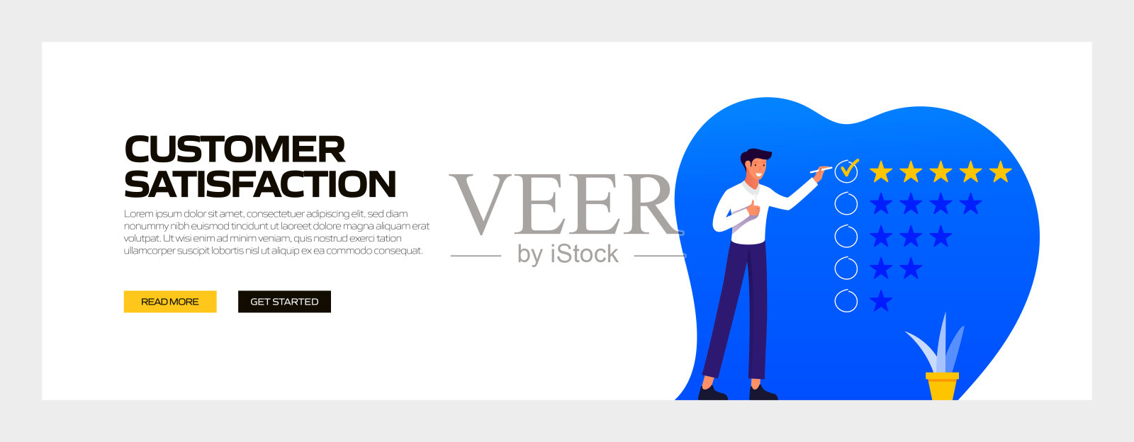 网站横幅，广告和营销材料，在线广告，商业演示等客户满意度概念向量插图。插画图片素材