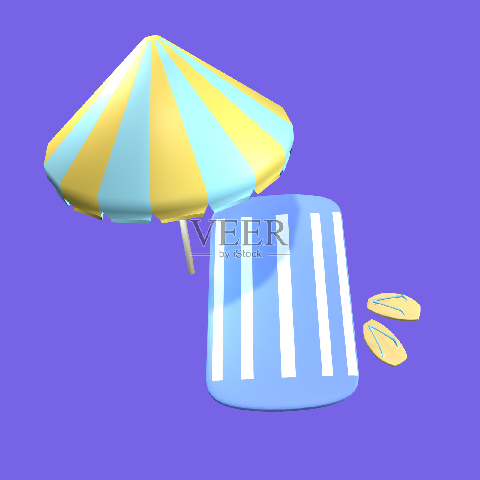 3D日光浴图标夏天渲染孤立的彩色背景照片摄影图片