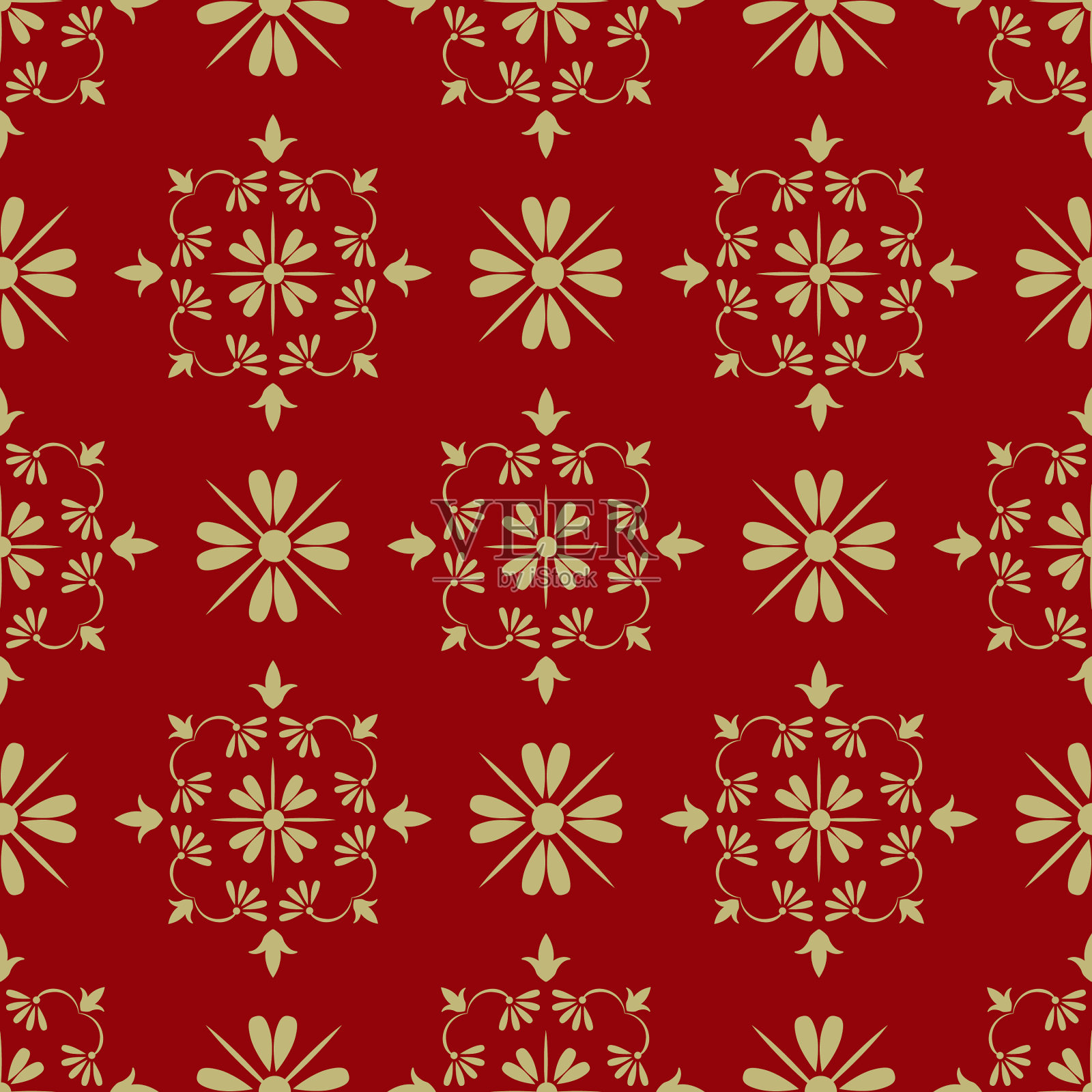 深红色的背景，美丽的金色装饰插画图片素材