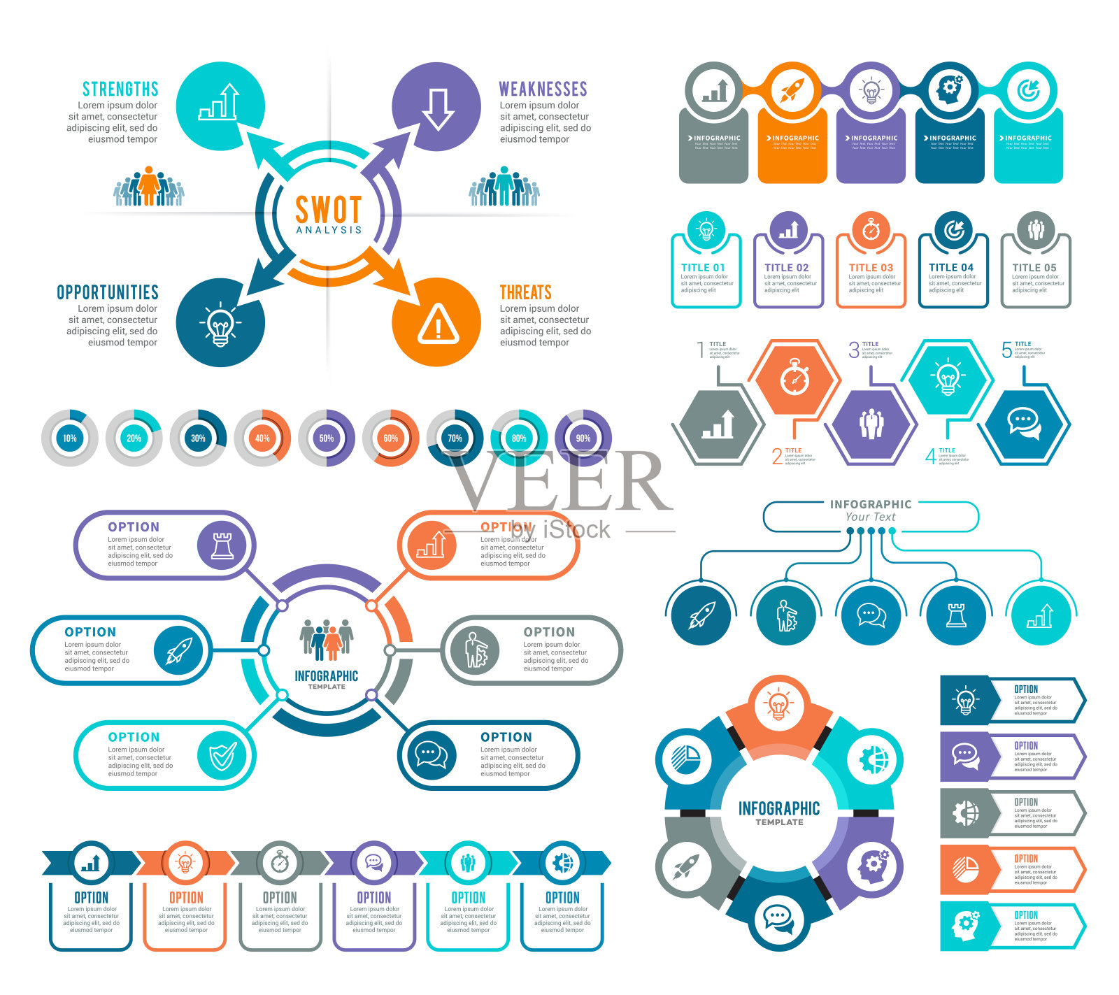 一组信息图表元素插画图片素材