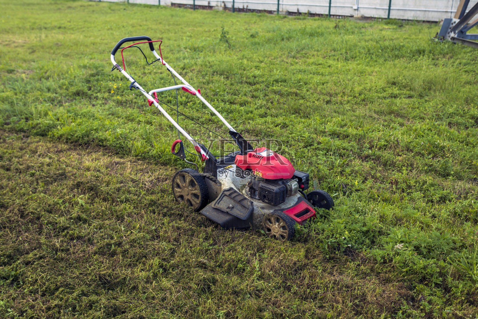 割草机割草与复制空间照片摄影图片