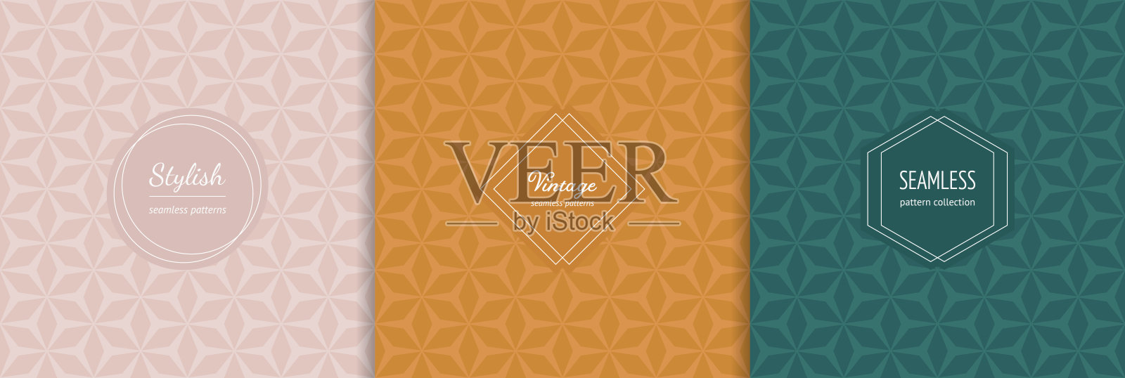 矢量抽象无缝模式与现代标签。几何印花点缀插画图片素材