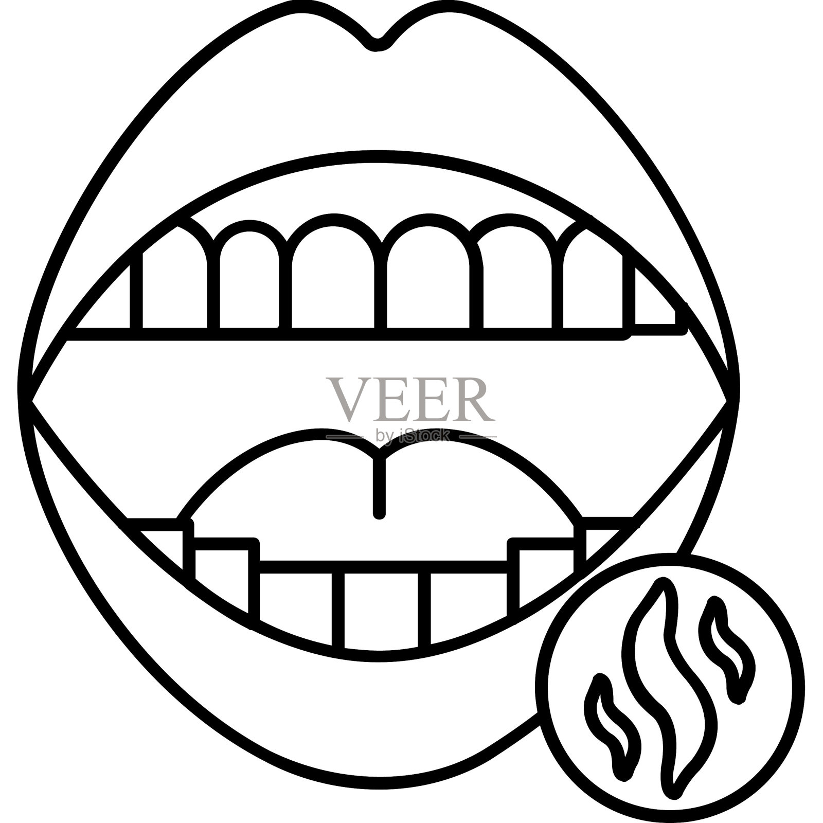 口臭轮廓矢量图标，可以很容易地编辑或修改插画图片素材