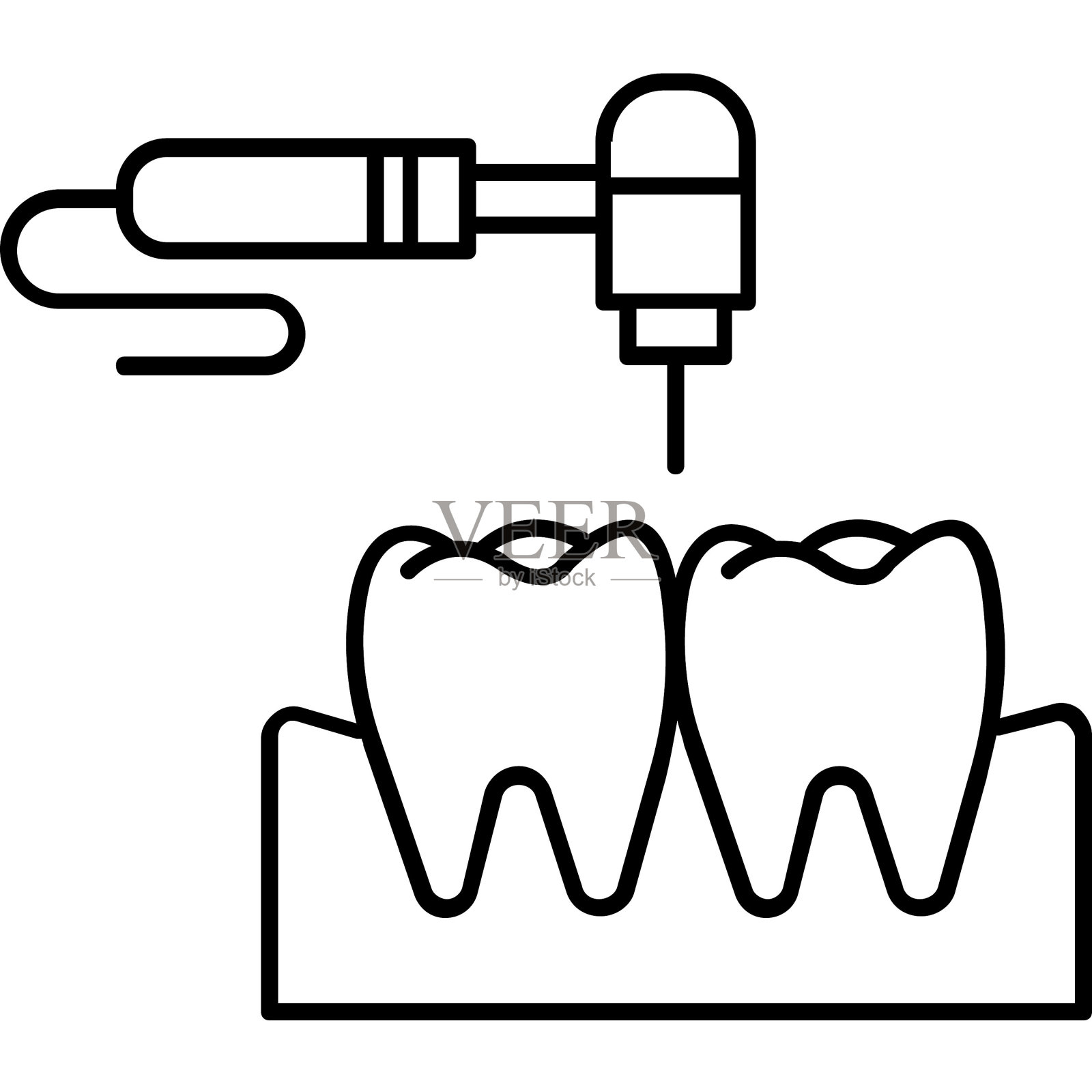 牙科轮廓矢量图标，可以很容易地编辑或修改插画图片素材