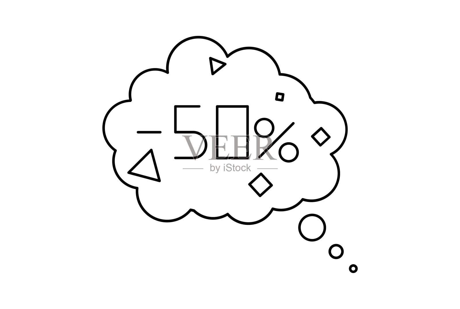 百分之五十的平面轮廓图标极简符号黑线标志艺术插画图片素材