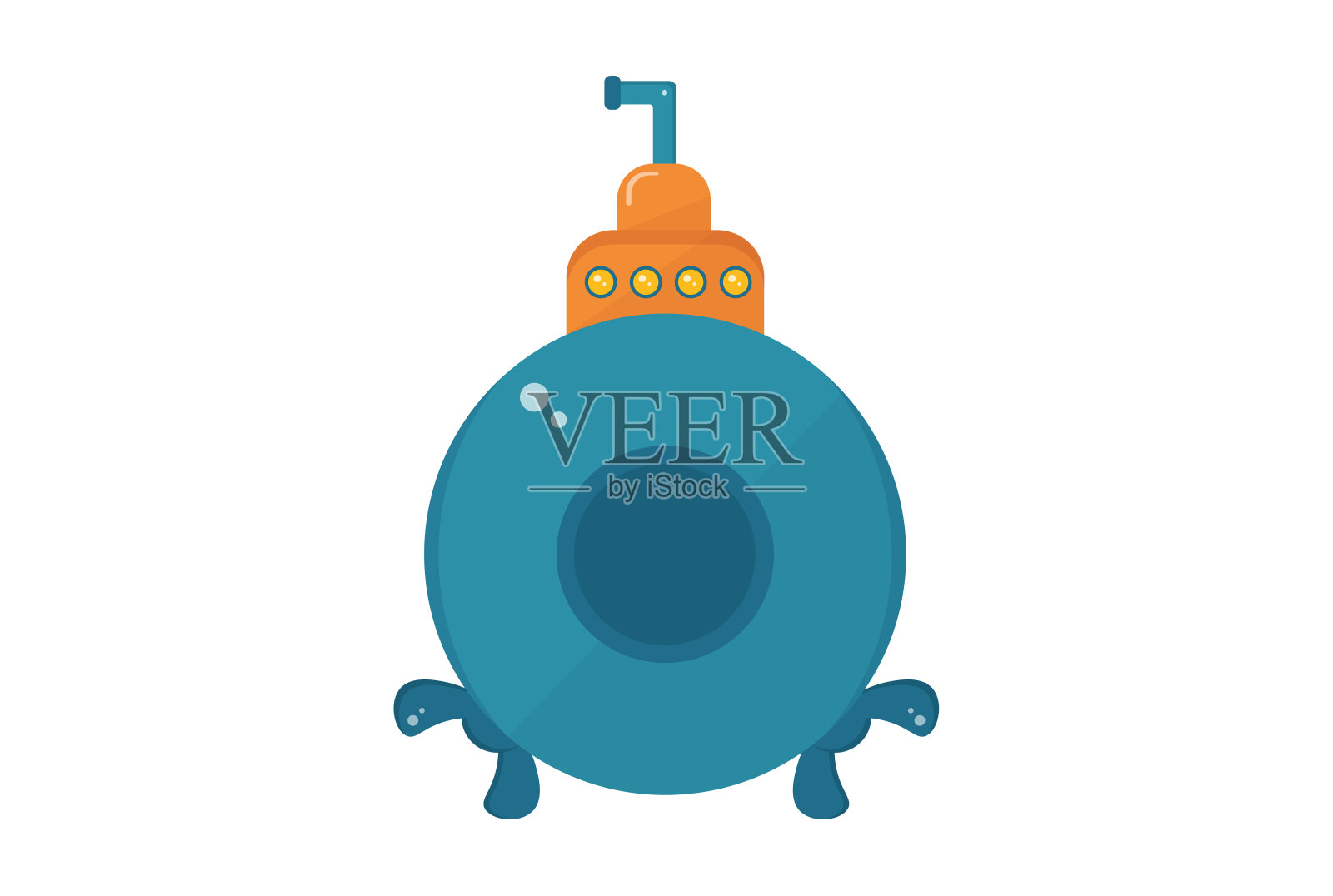 潜艇插图彩色图标详细交通符号车辆形状标志艺术品插画图片素材