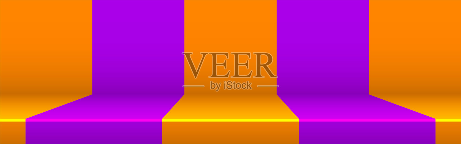 橙色和紫色抽象线条条纹背景。万圣节风格的设计工作室房间背景。产品展示与复制空间显示。矢量插图。插画图片素材