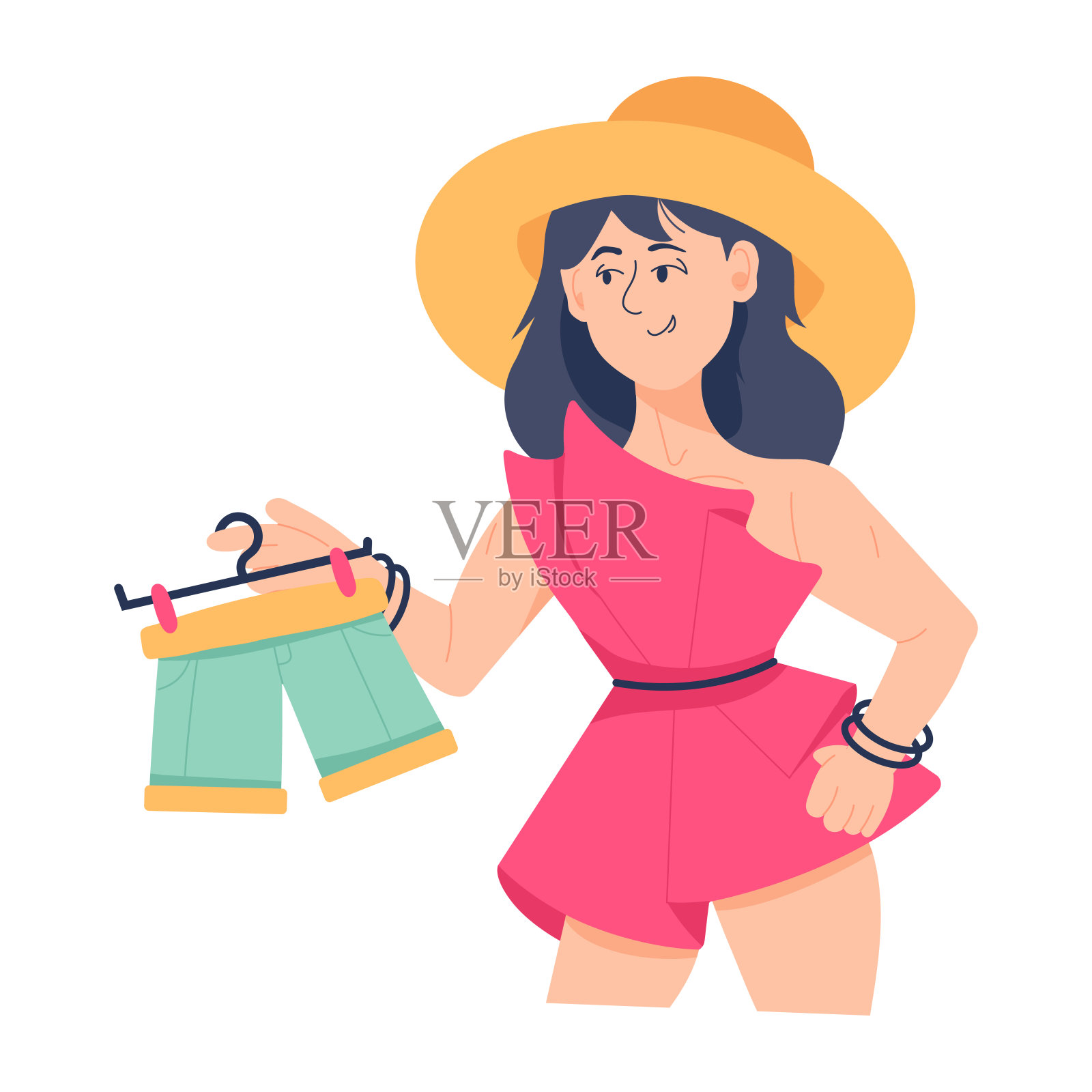 拿着短裤插画图片素材