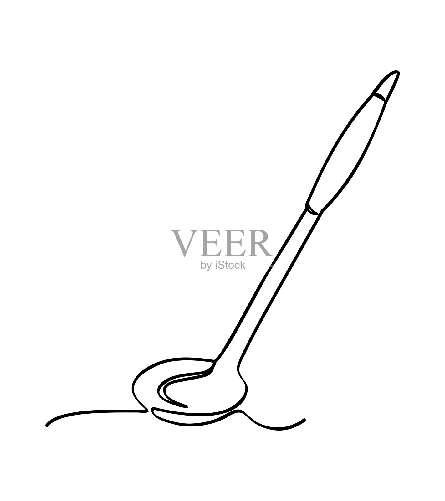 简单的矢量素描蔬菜勺，啜饮单一一行艺术，连续插画图片素材