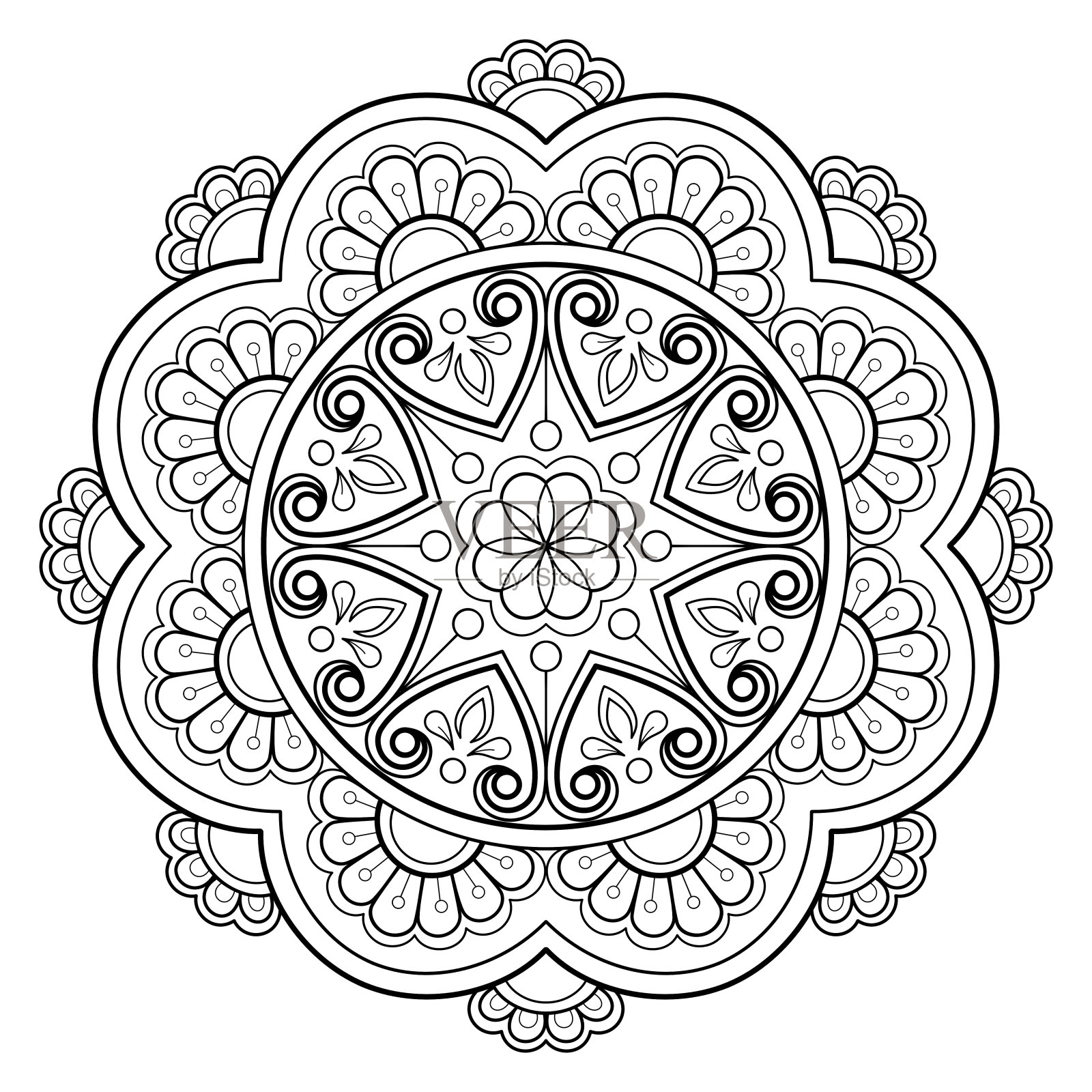 曼荼罗图案着色书插画图片素材